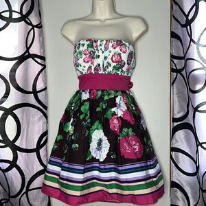 Candie's Women /Juniors Pink Casual Strapless Floral Dress